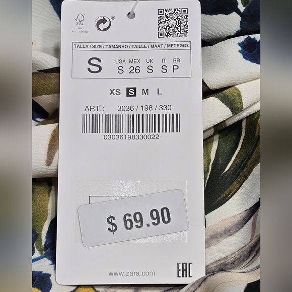 🤩Host Pick❤NWT ZARA Basic Collection Knot Satin Floral Dress Women's Size Small - Picture 10 of 13